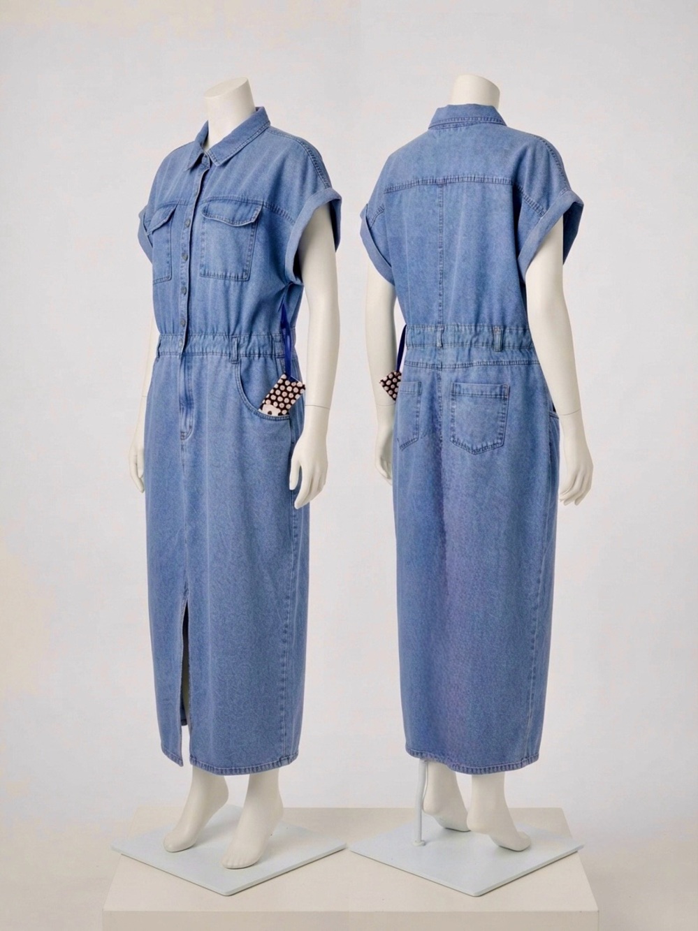 NWT Given Kale Denim Shirt Maxi Dress - XL